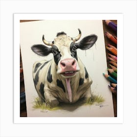 Cow Drawing 7 Art Print