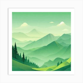 Misty mountains background in green tone 65 Art Print