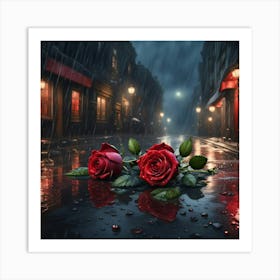 Roses In The Rain Art Print