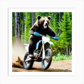 Bear Riding A Dirt Bike Art Print