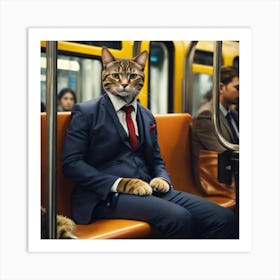 Cat In A Suit Art Print