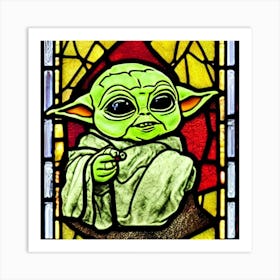 Magical Child Yoda Stained Glass Artwork Art Print