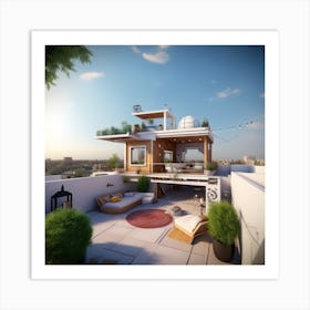 Modern Rooftop House Art Print