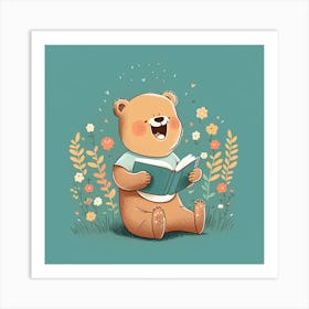 Teddy Bear Reading A Book Art Print