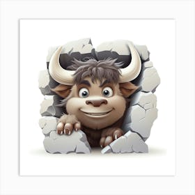 Cartoon Bull Art Print