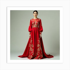 Red Evening Dress Art Print