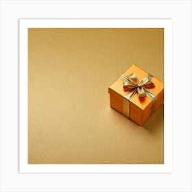 Gift Box On Gold Background 1 Art Print