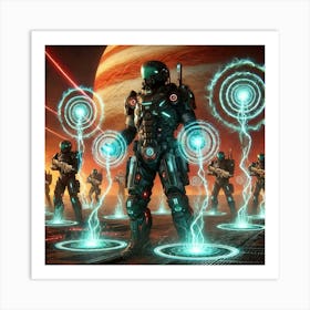 A Sci Fi Depiction Of Shocktrooper Exosuits Using Art Print