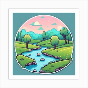 Cartoon Landscape 3 Art Print