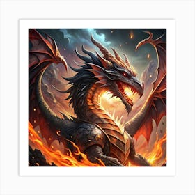 Dragon In Flames 2 Art Print