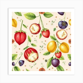 Seamless Pattern With Fruits 1 Art Print