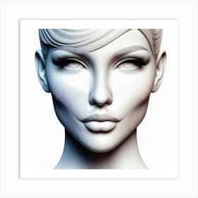 3d Rendering Of A Woman'S Face Art Print