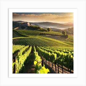 Vineyards At Sunset 3 Art Print