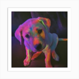 Neon Labrador Puppy Art Print