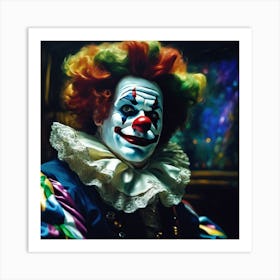 Clown with Green and Orange Hair Art Print