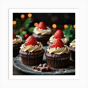 Leonardo Lightning Xl Christmas Dessert With Chocolate And Str 0 Art Print