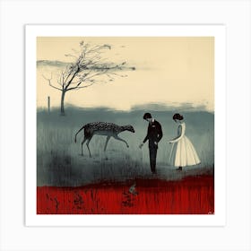 Couple With A Dog I Art Print