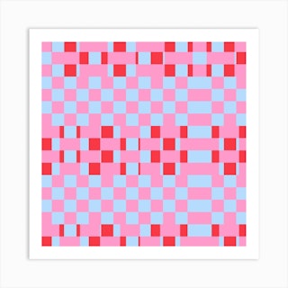 Weave Pink Blue Square Art Print