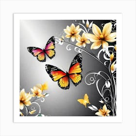 Butterflies And Flowers 7 Art Print