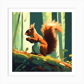 Squirrel In The Woods 34 Art Print