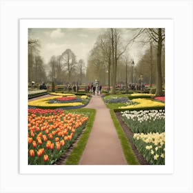 Keukenhof Gardens Netherlands Vintage Botanical Art Print