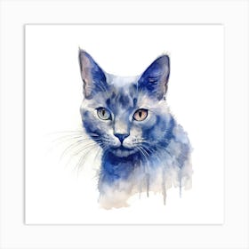 Belarusian Blue Cat Portrait Art Print