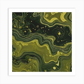 olive gold abstract wave art 7 Art Print