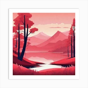 Misty mountains background in red tone 42 Art Print