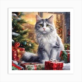 Christmas Cat 3 Art Print