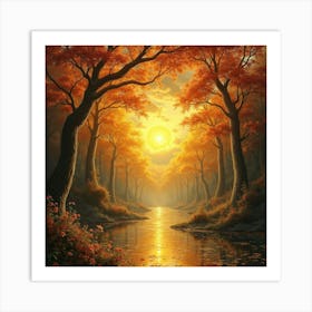 Sunset By The River Art Print