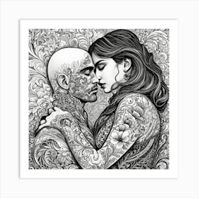 Tattooed Lovers Art Print