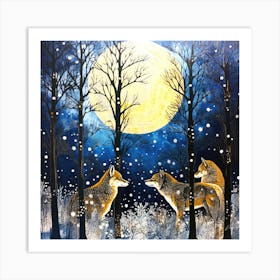 Wolves In A Pack - Wolves Match Art Print