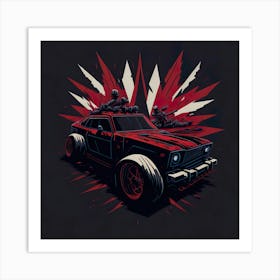 Car Red Artwork Of Graphic Design Flat (5) Art Print