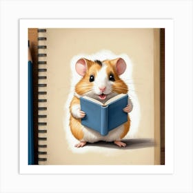 Hamster Reading A Book 1 Art Print