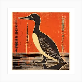 Retro Bird Lithograph Loon 3 Art Print