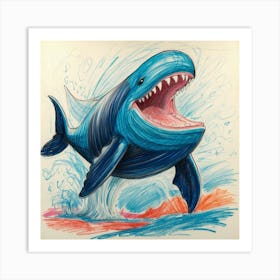 Blue Whale Drawing 2 Art Print