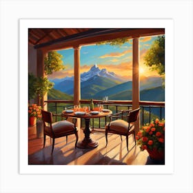 Sunset On The Porch 1 Art Print