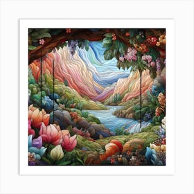 Glass mosaic landscape Art Print