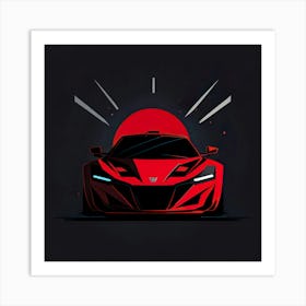 Car Red Artwork Of Graphic Design Flat (60) Art Print