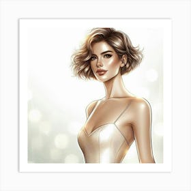 Beautiful Woman In White Dress 1 Art Print