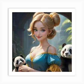 Princess And Panda 1 Art Print