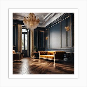 Black And Gold Living Room 8 Art Print