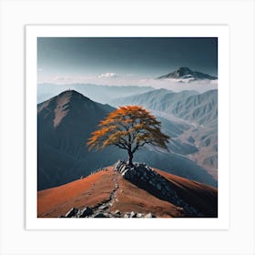 Lone Tree In The Mountains 4 Art Print