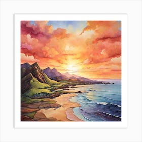 Sunset At The Beach 2 Art Print