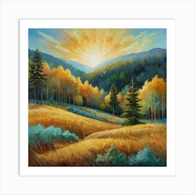 Leonardo Kino Xl A Vibrant Daytime Landscape Featuring A Golde 0 (1) Art Print