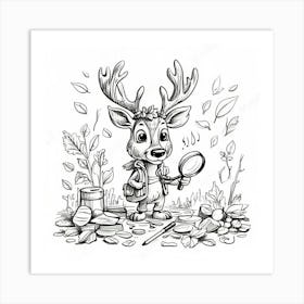 Deer With A Magnifying Glass 4 Art Print