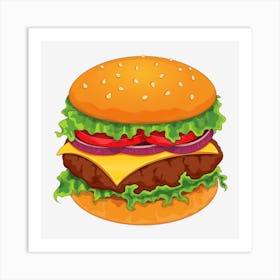 Hamburger Burger Beef Pork Meat Meal Cheddar Art Print