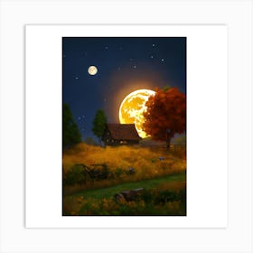 Full Moon In The Field Art Print