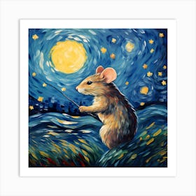 Cute Mouse, Vincent Van Gogh Inspired Art Print