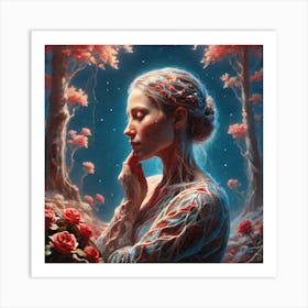 Woman In A Forest Art Print